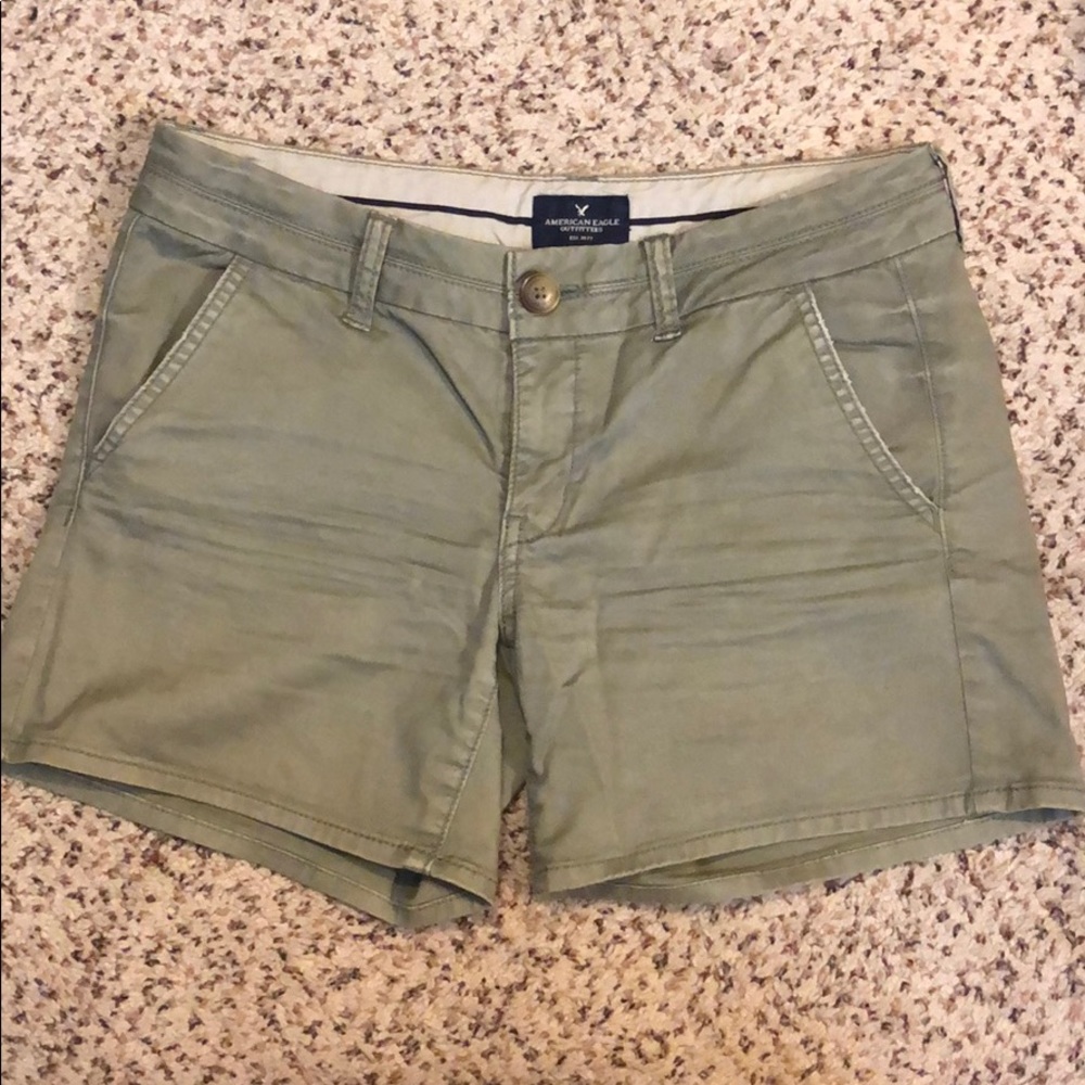 American Eagle stretch midi chino shorts
